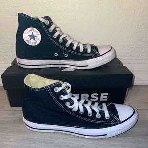 black and white high top converse